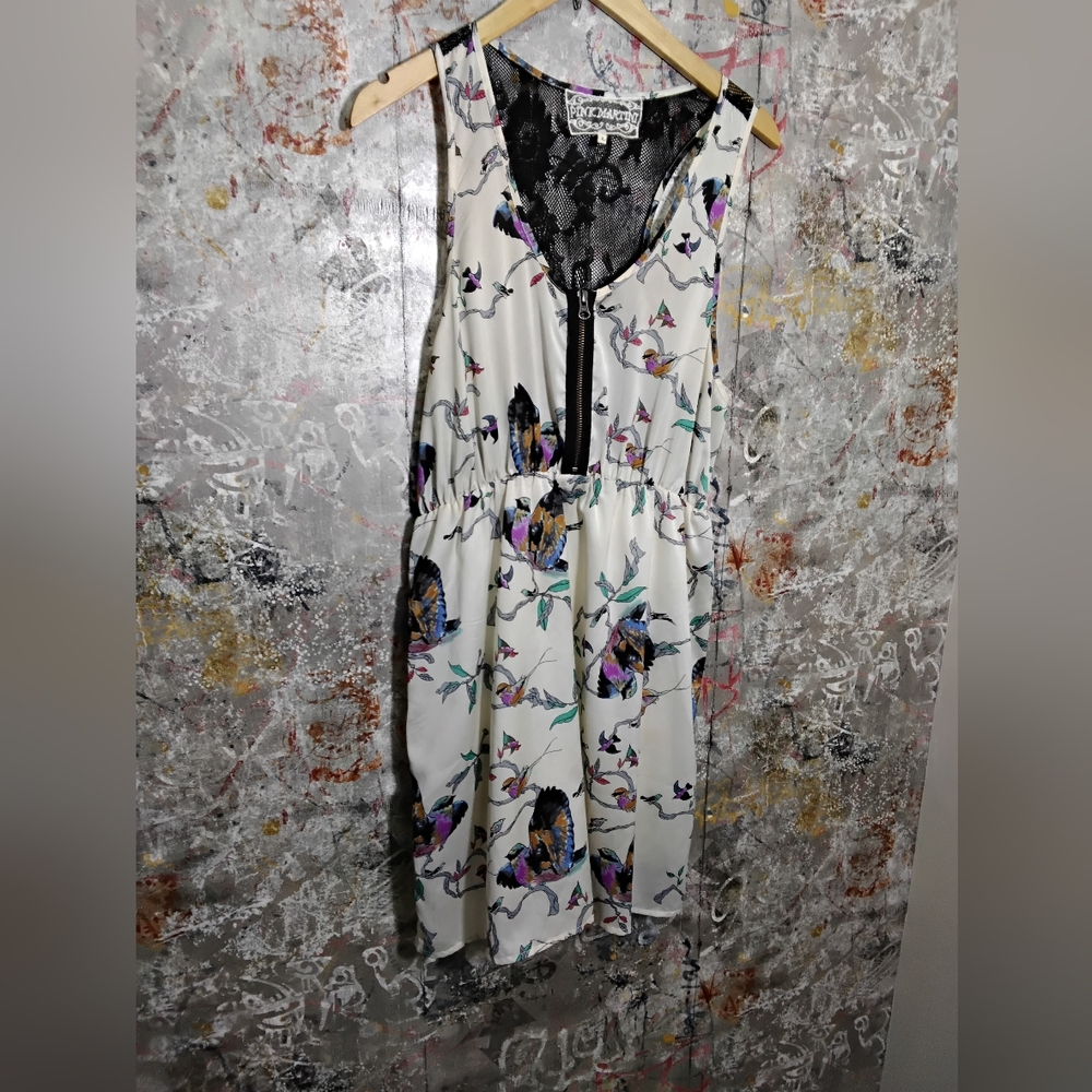 Pink Martini Dress with Black Lace Size L